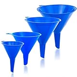 Liqvee Trichter blau in 4 verschiedenen Größen (122, 101, 76 & 50 mm) Langlebige Kunststofftrichter in Lebensmittelqualität zum Befüllen von Flaschen oder Behältern mit Ringhaltern - Ideal für Küche